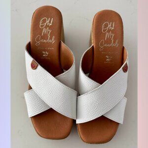 Oh! My Sandals White Leather Platform Sandals – Size 39/8.5US